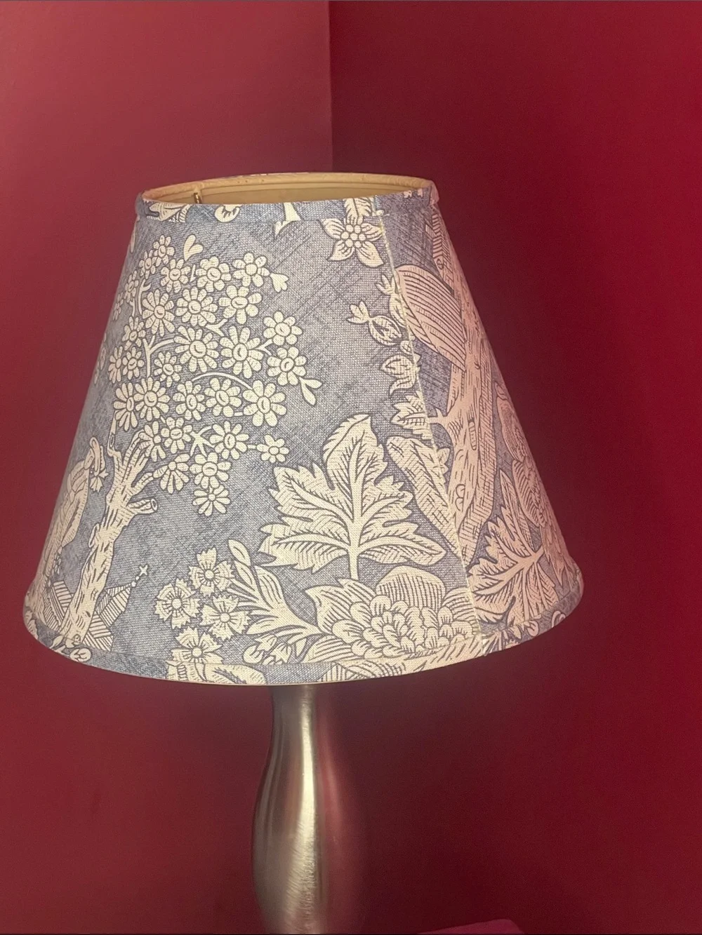 Vintage Pierre Deux Blue Toile La Declaration Pattern Lamp Shade 8”